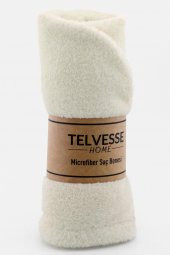 Mikrofiber Saç Havlusu Plaj Deniz Havuz Bonesi Banyo Saç Kurutma Baş Havlusu Krem - 3