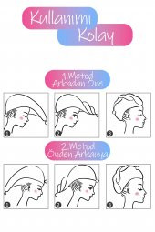 Mikrofiber Saç Havlusu Plaj Deniz Havuz Bonesi Banyo Saç Kurutma Baş Havlusu Krem - 4