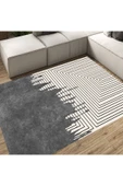 Gri Renk Koridor Halısı, Çizgi Desen Yolluk, Dekoratif Yolluk, Koridor Halısı, Uzun Halı, Antre Halı - 1