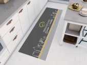 Gri Mutfak Halısı, Dekoratif Mutfak Halısı, Yıkanabilir Mutfak Halısı, Leke Tutmaz Mutfak Halısı thumbnail 1