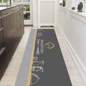 Gri Mutfak Halısı, Dekoratif Mutfak Halısı, Yıkanabilir Mutfak Halısı, Leke Tutmaz Mutfak Halısı thumbnail 2