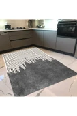Gri Renk Koridor Halısı, Çizgi Desen Yolluk, Dekoratif Yolluk, Koridor Halısı, Uzun Halı, Antre Halı - 6