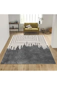 Gri Renk Koridor Halısı, Çizgi Desen Yolluk, Dekoratif Yolluk, Koridor Halısı, Uzun Halı, Antre Halı - 4