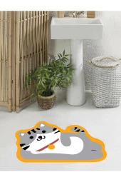 Kaymaz Taban, Kedi Desenli, Banyo Paspası, Dekoratif Paspas, 60x100 Cat11 - 1