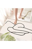 Kaymaz Taban, Banyo Paspası, Desenli Yazılı Banyo Paspası, Dekoratif Paspas, 60x100 Cm - 5