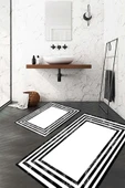 Dekoratif Klozet Takımı, Siyah Çerçeve Paspas, Klozet Takımı, Kaymaz Taban Paspas, Çeyizlik - 1