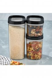 Erzak Saklama Kabı 12 Parça Set Siyah (4 Adet 1800ml & 4 Adet 1000ml & 4 Adet 600ml) - 2