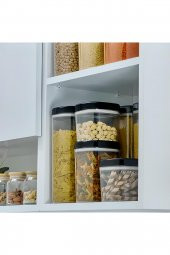 Erzak Saklama Kabı 12 Parça Set Siyah (4 Adet 1800ml & 4 Adet 1000ml & 4 Adet 600ml) - 4