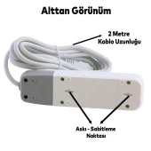 Grup Priz 3lü Anahtarlı Topraklı 2 Metre Seyyar Ara Kablolu Uzatma Kablolusu Üçlü Piriz - 2