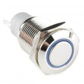 "D-36" 12 Volt 16 mm Mavi Işıklı Metal Push Buton - 1