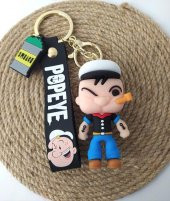 Anahtarlık Temel Reis Popeye Silikon Anahtarlık Çanta Süsü Karakter Figür Oyuncak Aksesuar 14394 - 1