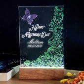 Veraart El Yapımı Boyama Happy Mothers Day Işıklı Pleksi Kişiye Özel Yeşil Gece Lambası Anneler Günü Hediyesi - 2