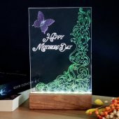 Veraart El Yapımı Boyama Happy Mothers Day Işıklı Pleksi Kişiye Özel Yeşil Gece Lambası Anneler Günü Hediyesi - 3