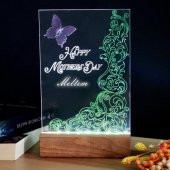 Veraart El Yapımı Boyama Happy Mothers Day Işıklı Pleksi Kişiye Özel Yeşil Gece Lambası Anneler Günü Hediyesi - 4