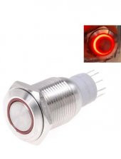 "D-38" 12 Volt 16 mm Turuncu Işıklı Metal Push Buton - 1