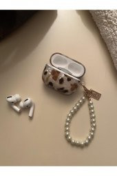 Airpods 3 Kılıf Kulaklık Kılıfı Leopar Desenli Kopçalı Korumalı Kılıf - 3