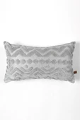 Bohem Özel Tasarım Punch Panç Desen Dikdörtgen Dekoratif Kırlent Kılıfı Letta Gri - 1