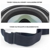 Çift Katman Anti-Sis Siyah Lens UV Snowboard Kayak Gözlüğü - 4