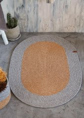 The Mia SPT0046 Jutte Oval Halı Bambu Gri 60x90 Cm - 1