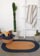 The Mia SPT0047 Jutte Oval Halı Bambu Lacivert 60x90 Cm - 2