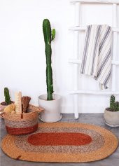 The Mia SPT0048 Jutte Oval Halı Bambu Kiremit 60x90 Cm - 3