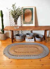 The Mia SPT0049 Jutte Oval Halı Bambu Gri 80x120 Cm - 2