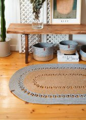 The Mia SPT0049 Jutte Oval Halı Bambu Gri 80x120 Cm - 3
