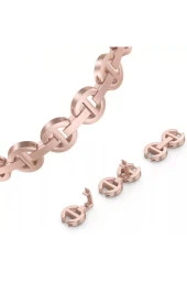 Samsung Galaxy Watch 46 Mm R800 Için Pırlanta Görünümlü Taşlı Zincir Kordon Rose thumbnail 4