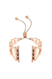 Apple Watch Se 40 Mm Için Kalp Desenli Lüks Metal Kordon Rose Gold - 1