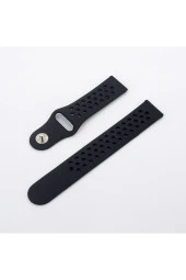 Honor Magicwatch 2 46 Mm Için Delikli Silikon Kordon Kayış Füme Siyah - 1