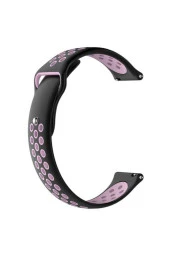 Amazfit Gts 2 Ile Uyumlu Delikli Silikon Kordon Siyah Pembe - 1