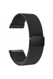 Amazfit Gtr 47 Mm Lite Için Metal Mıknatıslı Milanese Kordon Siyah - 1