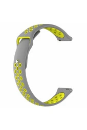 Garmin Vivoactive 3 Uyumlu Delikli Spor Silikon Kordon Gri Sarı - 1