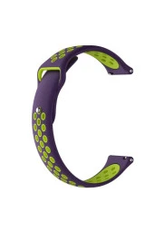 Samsung Gear Sport (SM-R600) Uyumlu Pimli Delikli Spor Silikon Kordon Mor Yeşil - 1