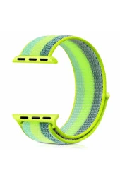 Apple Watch Seri 5 Için 40 Mm Dokuma Kordon Yeşil Çizgili - 1