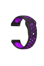 Samsung Galaxy Watch 3 41 Mm(Sm-r850) Için Delikli Silikon Kordon Siyah Mor - 1