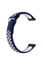 Huawei Watch Gt 2 Pro 46 Mm Için Delikli Silikon Kordon Lacivert Beyaz - 1