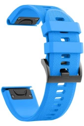 Fenix 6x Pro\solar Için Quick Fit Özellikli Silikon Kordon Mavi - 1