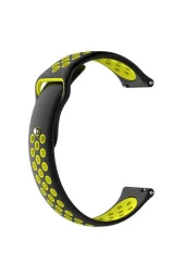Amazfit Gtr 47 Mm(A1902) Için Delikli Silikon Kordon Siyah Sarı - 1