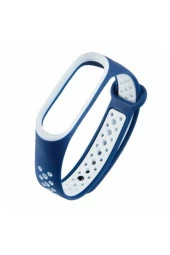 Xiaomi Mi Band 4 Için Delikli Silikon Kordon Lacivert Beyaz - 1