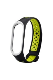 Siyah Sarı Xiaomi Mi Band 4 Için Delikli Silikon Kordon - 1