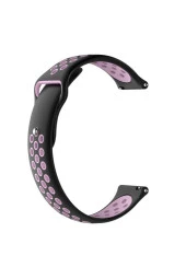 Garmin Vivomove Style Uyumlu Delikli Silikon Kordon Kayış Siyah Pembe - 1