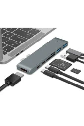Macbook Pro Type C 7'li Hub + 4k Hdmı + Kart Okuyucu + 2 Usb 3.0 - Space Gray - 1