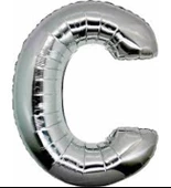 Folyo C Harfi Balon - Gümüş Renk (40 inç / 100 cm) - 1