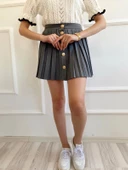 Kadın Pileli Etek Gri thumbnail 7