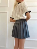 Kadın Pileli Etek Gri thumbnail 5