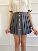 Kadın Pileli Etek Gri thumbnail 4