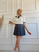 Kadın Pileli Etek Gri thumbnail 3