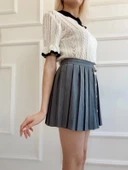 Kadın Pileli Etek Gri thumbnail 6