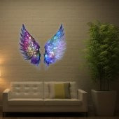 Veraart Kişiselleştirilebilir Işıklı  Pleksi Cam Tablo Renkli Melek Kanadı 70 cm - 8